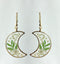 1pcs Crescent moon Pressed Flower Pendant necklace Earrings,