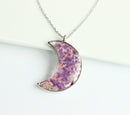 1pcs Crescent moon Pressed Flower Pendant necklace Earrings