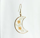 1pcs Crescent moon Pressed Flower Pendant necklace Earrings