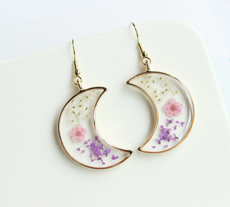 1pcs Pressed Flower Pendant necklace Earrings