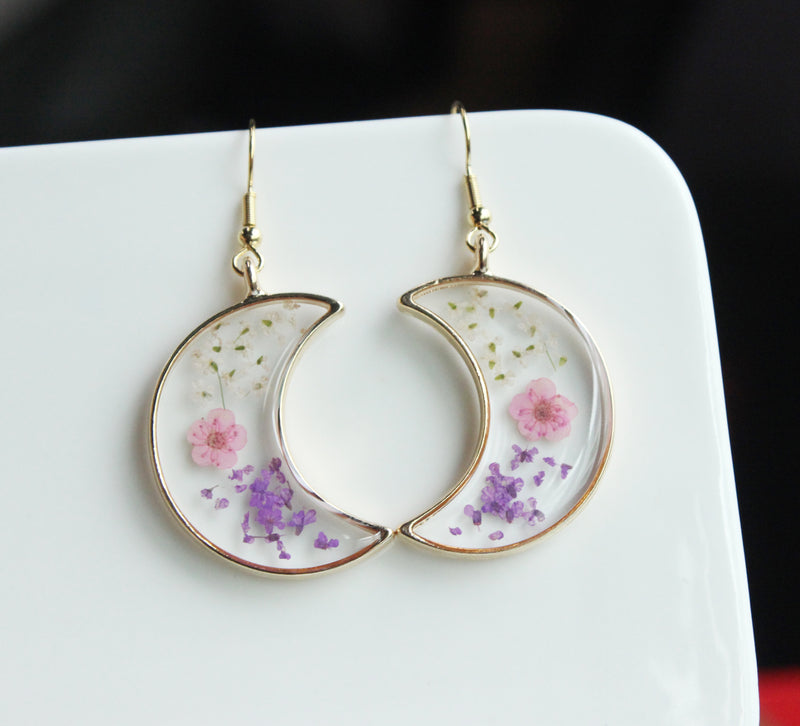 1pcs Pressed Flower Pendant necklace Earrings