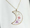 1pcs Crescent moon Pressed Flower Pendant necklace Earrings