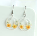 1pcs  Pressed Flower necklace, Round shape Real Flower Earrings, Dried Flower Jewelry, Handmade gifts