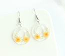 1pcs  Pressed Flower necklace, Round shape Real Flower Earrings, Dried Flower Jewelry, Handmade gifts