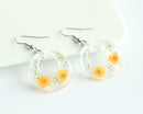 1pcs  Pressed Flower necklace, Round shape Real Flower Earrings, Dried Flower Jewelry, Handmade gifts