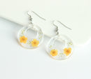 1pcs  Pressed Flower necklace, Round shape Real Flower Earrings, Dried Flower Jewelry, Handmade gifts