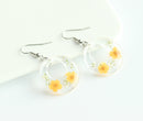 1pcs  Pressed Flower necklace, Round shape Real Flower Earrings, Dried Flower Jewelry, Handmade gifts