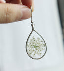 1pcs Teardrop pressed flower pendant jewelry necklace Earrings