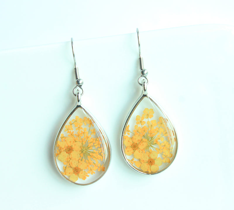 1pcs Teardrop pressed flower pendant jewelry necklace Earrings