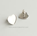 100pcs Surgical Stainless Steel Heart shaped Bezel Earring Studs, Base Earring Blanks,Earrings Base Settings