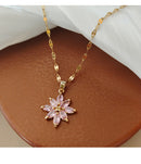 Sunflower Petal Pendant Necklace, stainless steel vacuum electroplating chain all-match non-fading