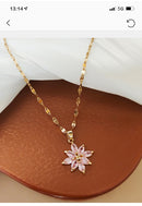 Sunflower Petal Pendant Necklace, stainless steel vacuum electroplating chain all-match non-fading