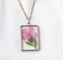 1pcs Handmade pressed flower pendant necklace jewelry Rectangle 21x34mm