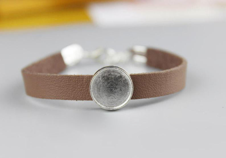 10pcs leather bracelet blanks 12mm Bracelet Settings, Bezel Bangle Bracelet Bases