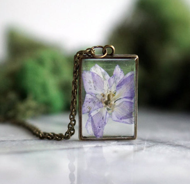 1pcs   pressed flower pendant necklace, Real dried flower jewelry wholesale