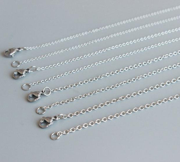 10pcs 1.2mm 1.6mm 2mm 2.8mm stainless steel soldered chain, Round Cable unsoldered Chain Finished Necklace, Stainless steel DIY jewelry