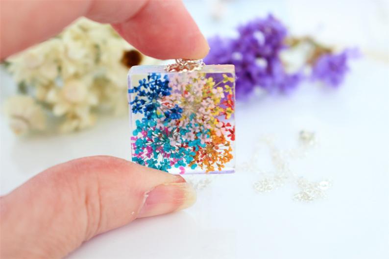 1pcs pressed flower Pendant Necklace