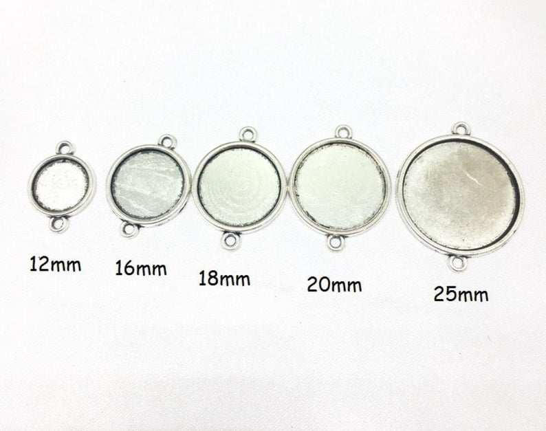 20pcs Cabochon Blank settings, Double perforation Bracelet Base Trays  12mm 14mm 16mm 18mm 20mm 25mm pendant base