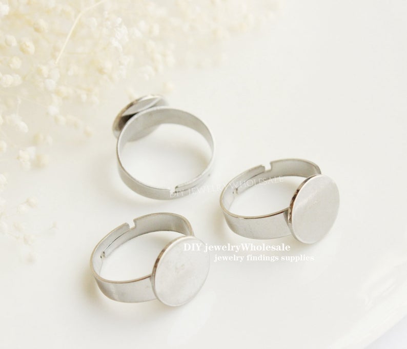 20pcs Stainless Steel Ring Bezel Blanks Ring Settings Ring Base