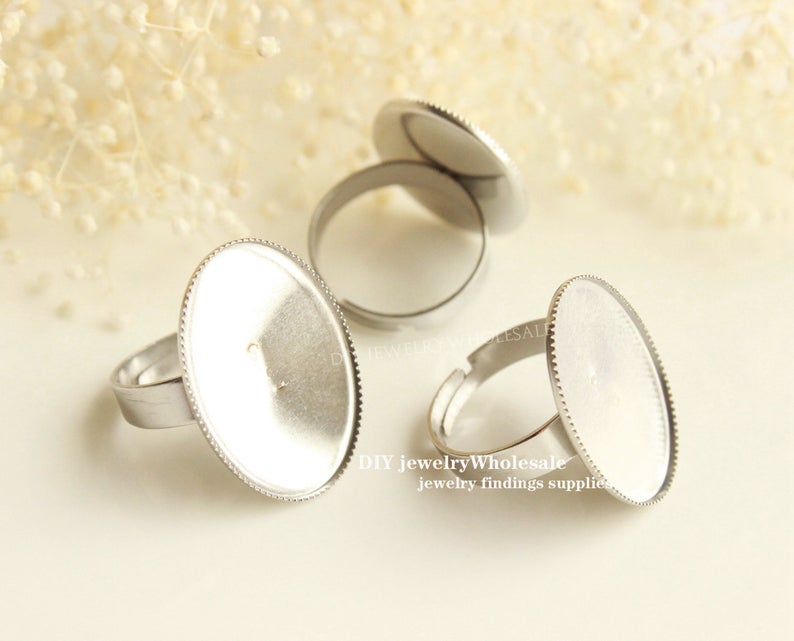 20pcs Stainless Steel 13x18mm 18x25mm Ring Bezel Blanks Ring Settings Ring Base