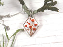 1pcs Handmade pressed flower pendant necklace jewelry Rectangle 21x34mm