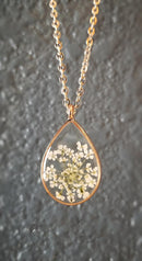 1pcs  Handmade Teardrop pressed flower pendant necklace jewelry