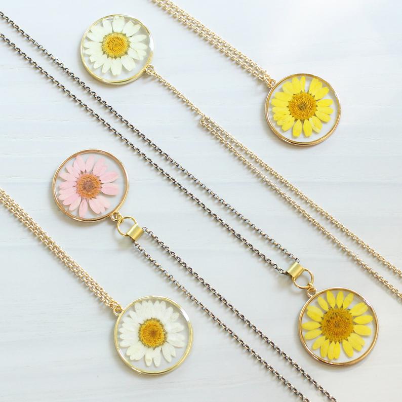 1pcs pressed flower pendant necklace, Real dried flower jewelry wholesale