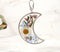 1pcs Crescent moon pressed flower pendant necklace, Real dried flower jewelry