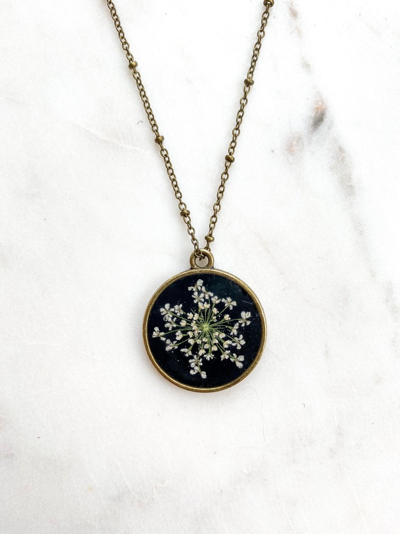 1pcs pressed flower pendant necklace, Real dried flower jewelry wholesale