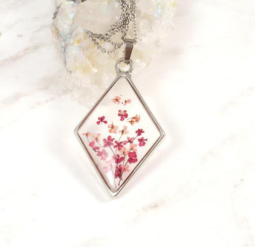 1pcs Handmade pressed flower pendant necklace jewelry