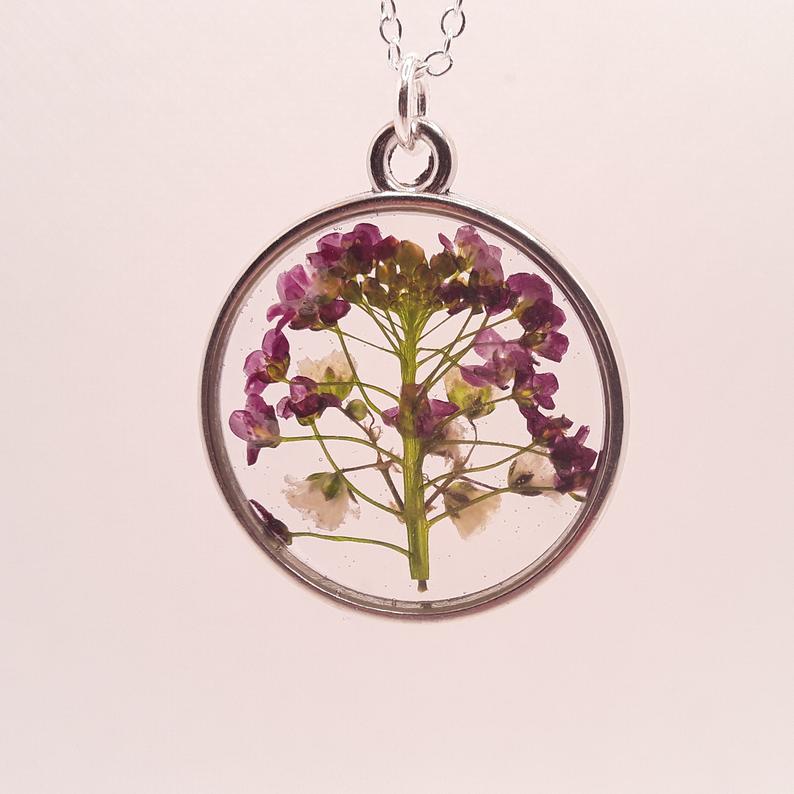 1pcs pressed flower pendant necklace, Real dried flower jewelry wholesale