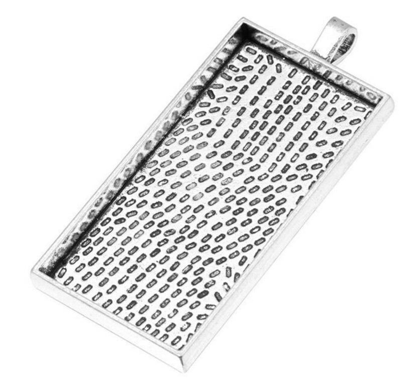 10pcs rectangle 25x50mm Silver antique bronze ancient silver pendant setting, 25x50mm rectangle blank base,rectangle pendant trays