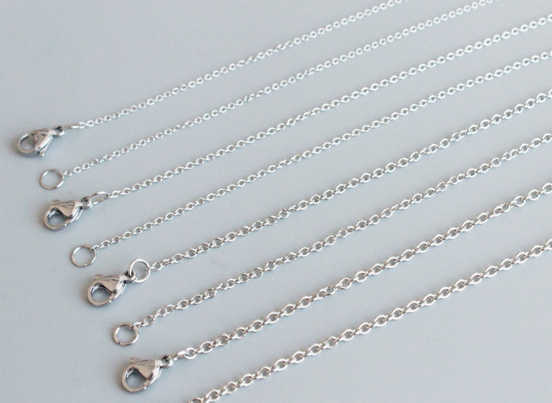 10pcs 1.2mm 1.6mm 2mm 2.8mm stainless steel soldered chain, Round Cable unsoldered Chain Finished Necklace, Stainless steel DIY jewelry